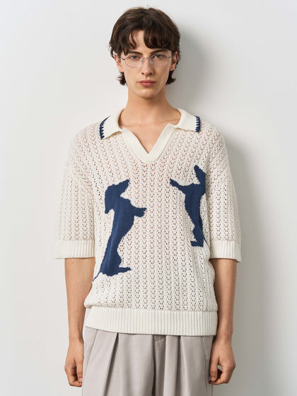 Tencel lace knitted Polo shirt