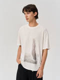 Cotton and linen printed T-shirt