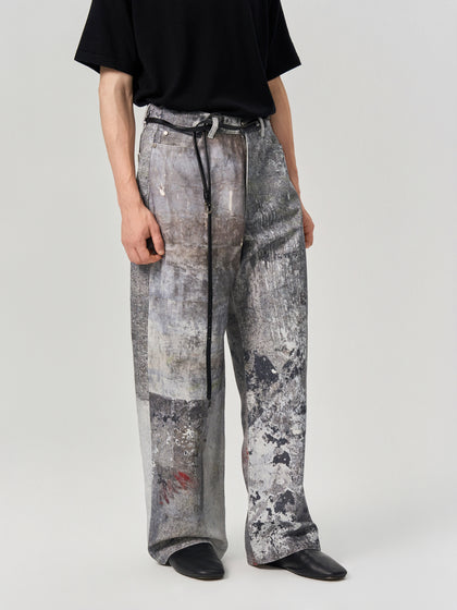 Printed straight-leg jeans