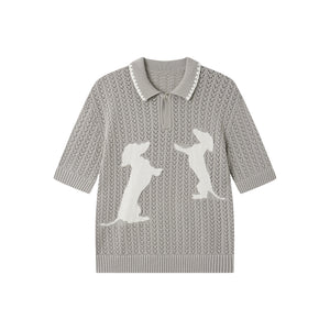 Tencel lace knitted Polo shirt