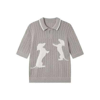 Tencel lace knitted Polo shirt