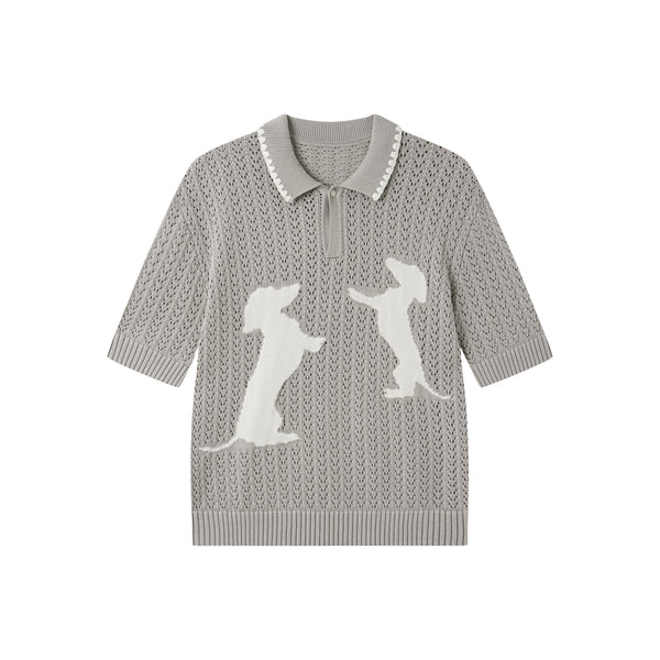 Tencel lace knitted Polo shirt
