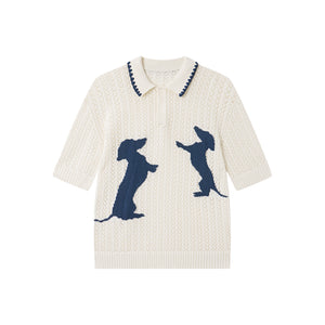 Tencel lace knitted Polo shirt