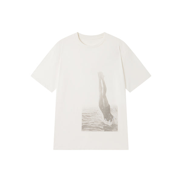 コットンとリネンのプリントTシャツ