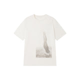 コットンとリネンのプリントTシャツ
