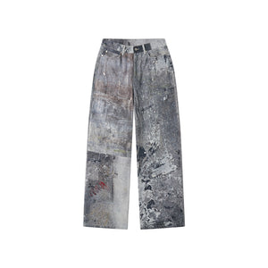 Printed straight-leg jeans