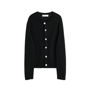 Black Coarse Linen Wool Cardigan