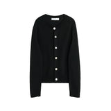 Black Coarse Linen Wool Cardigan