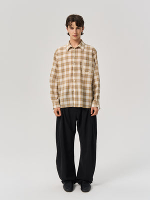 홀로우 레이스 체크 셔츠