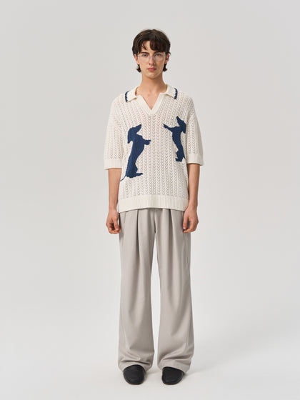 Tencel lace knitted Polo shirt