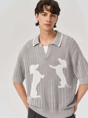 Tencel lace knitted Polo shirt