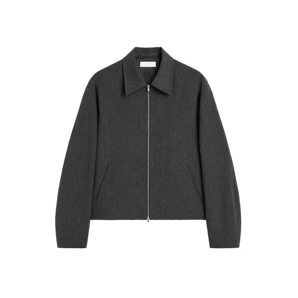 Worsted Wool Minimal Cropped Jacket